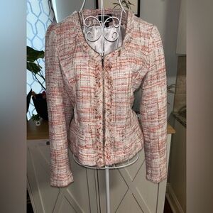 Cynthia Rowley Pink and White Tweed Jacket Size Small